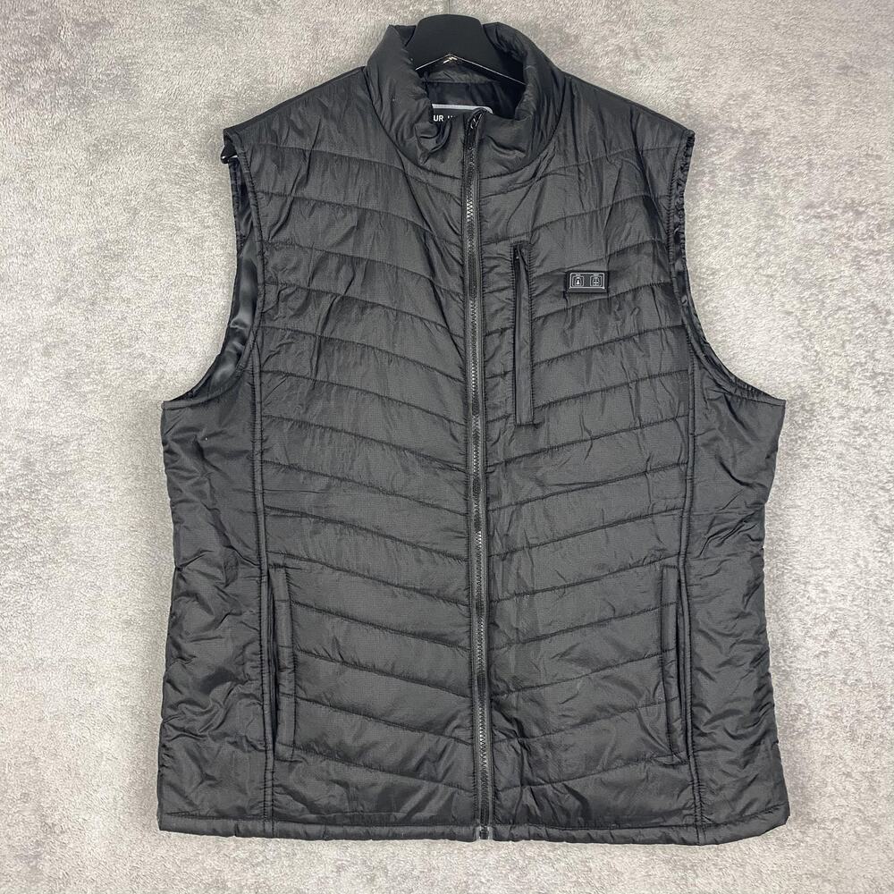 Linkfu Heated Vest Mens XXL Black Quilted Puffer USB Electric Warmer Outdoor